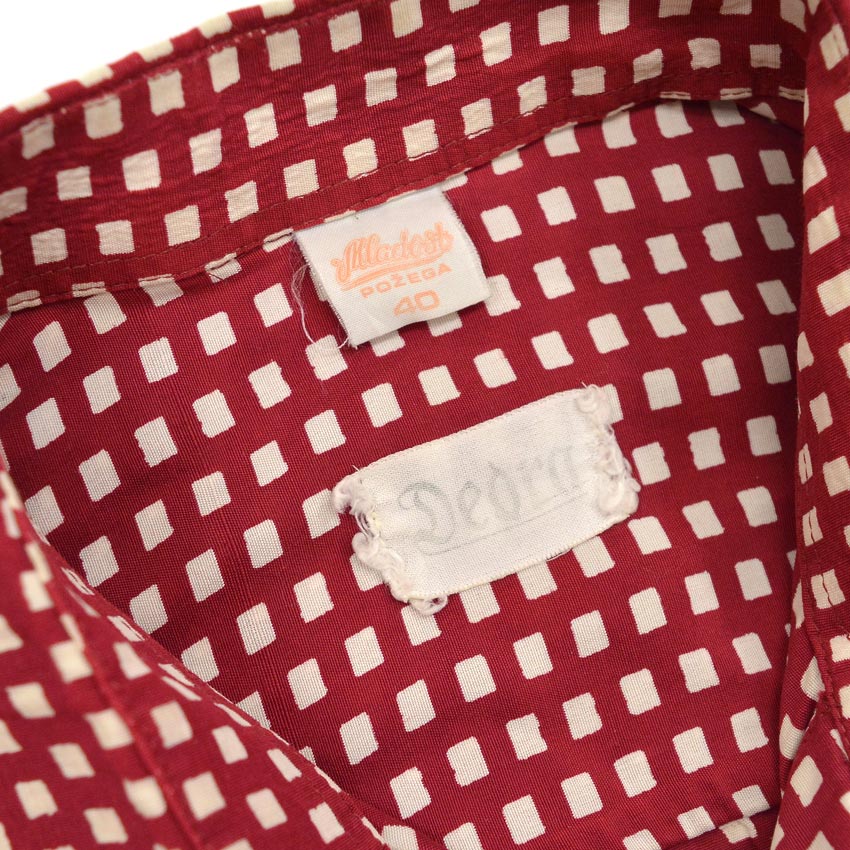 1960's〜 Deora Square Dots Rayon S/S Shirt Blood ... 40
