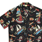 1980's~ JIMMY BUFFETT VOLCANO BLACK ALOHA SHIRT...M