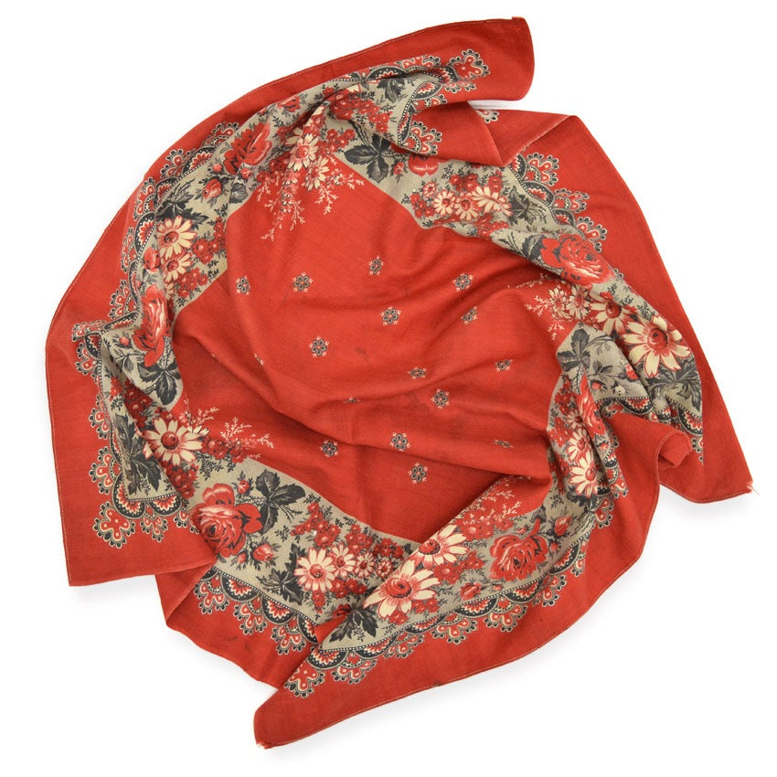 1880's~ ANTIQUE TURKEY RED BANDANA...