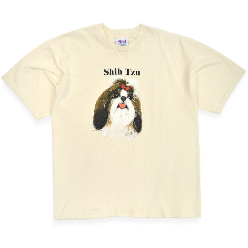 1980's~ SR Shih Tzu DOG PRINT T-SHIRT...XL