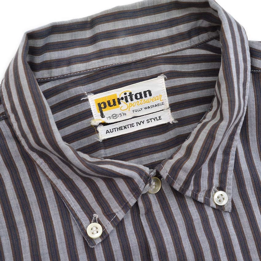 1960's PURITAN AUTHENTIC IVY STYLE STRIPE B/D SHIRT ... M