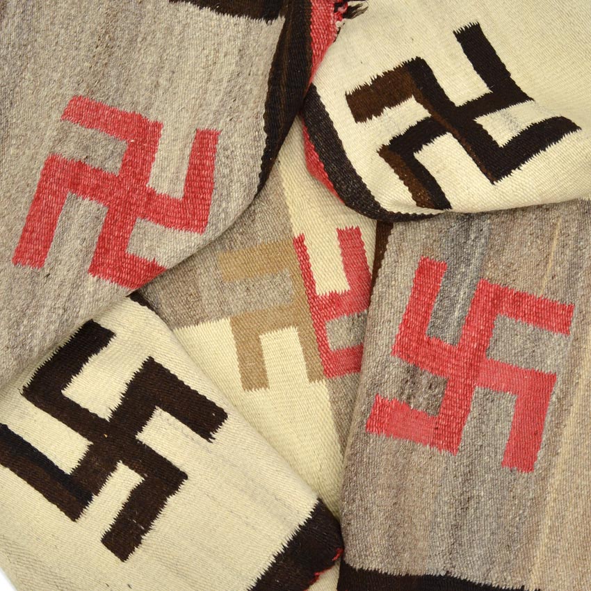 c.1930's NAVAJO RUG 卍 WHIRLING LOGS SWASTIKA... 147cm×86cm