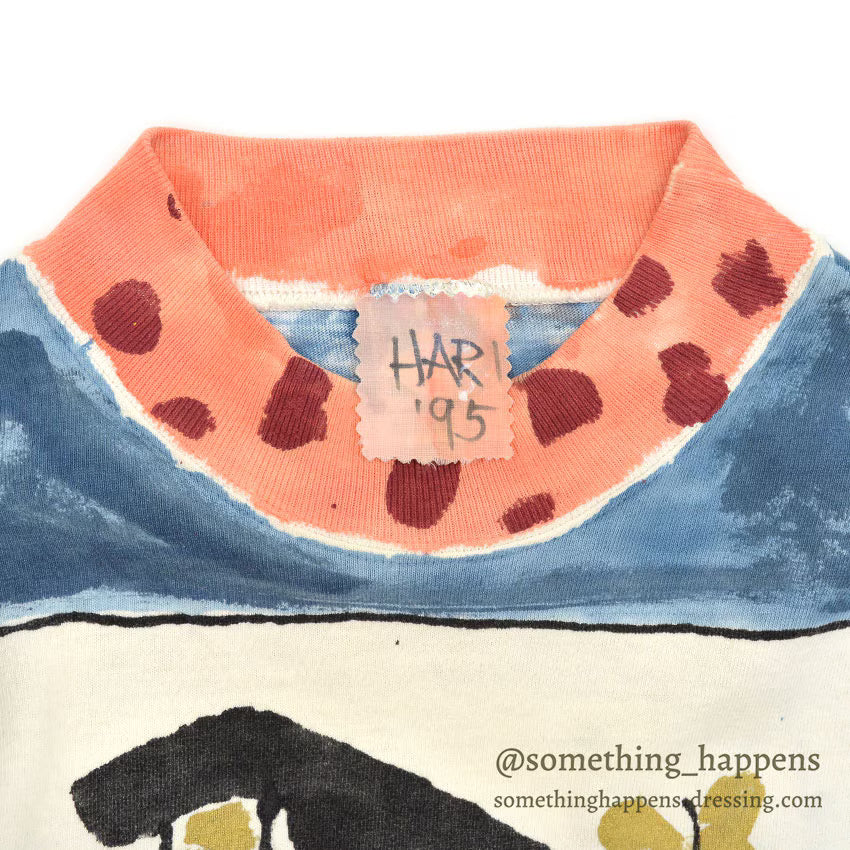1990's COTTON DELUXE HARI '95 HAND PAINT ART M/S T-SHIRT ... L