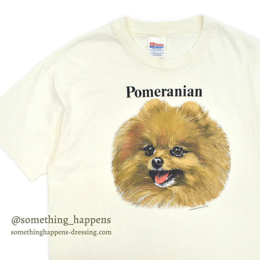 1990's HANES POMERANIAN DOG PRINT T-SHIRT ... LARGE