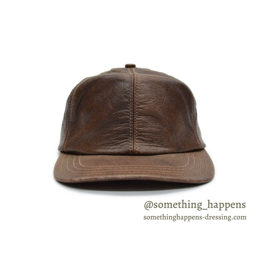 1980's ADVENTURE BOUND DARK BROWN LEATHER CAP...