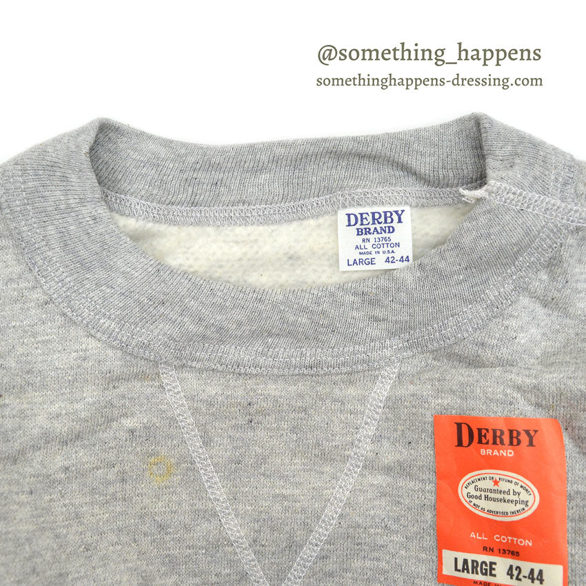 ~1960's DEADSTOCK DERBY BRAND SINGLE V ALL COTTON SWEAT SHIRT 2...L