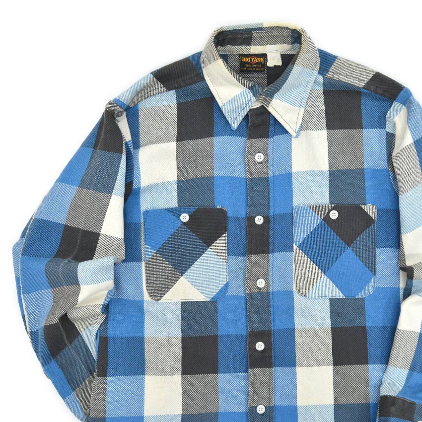 1970's BIGYANK BLOCK PLAID FLANNEL SHIRT... M