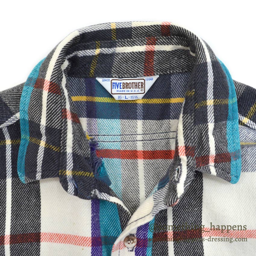 1970's~ FIVE BROTHER PLAID FLANNEL SHIRT...L