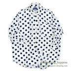 1990's~ ESPRIT SPORTS NAVY DOTS RAYON SHIRT...M