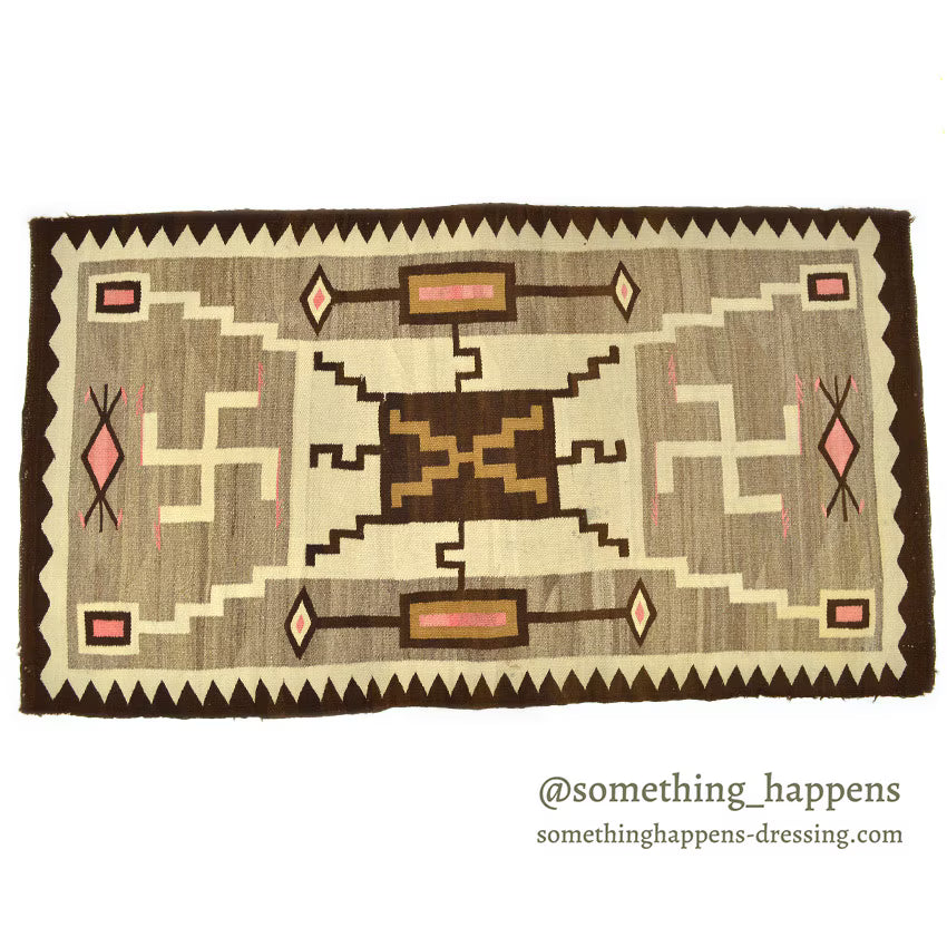 c.1920's J.B.MOORE SWASTIKA CRYSTAL STORM PATTERN NAVAJO RUG... 171cm×91cm