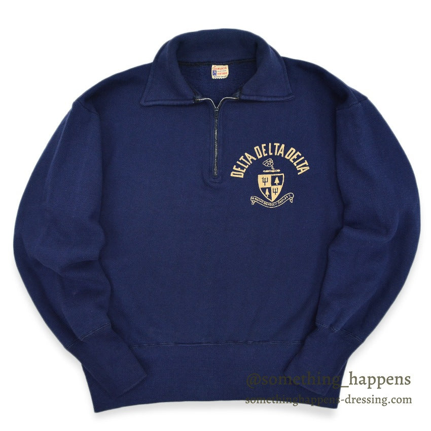 1950's〜 CHAMPION HALF-ZIP SWEAT SHIRT NAVY ... M