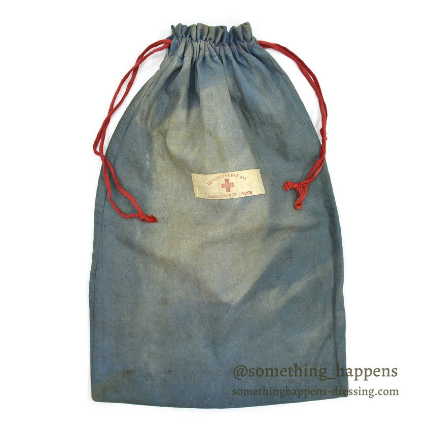 1940's AMERICAN RED CROSS WW2 BLUE COTTON DITTY BAG SUN FADED ...