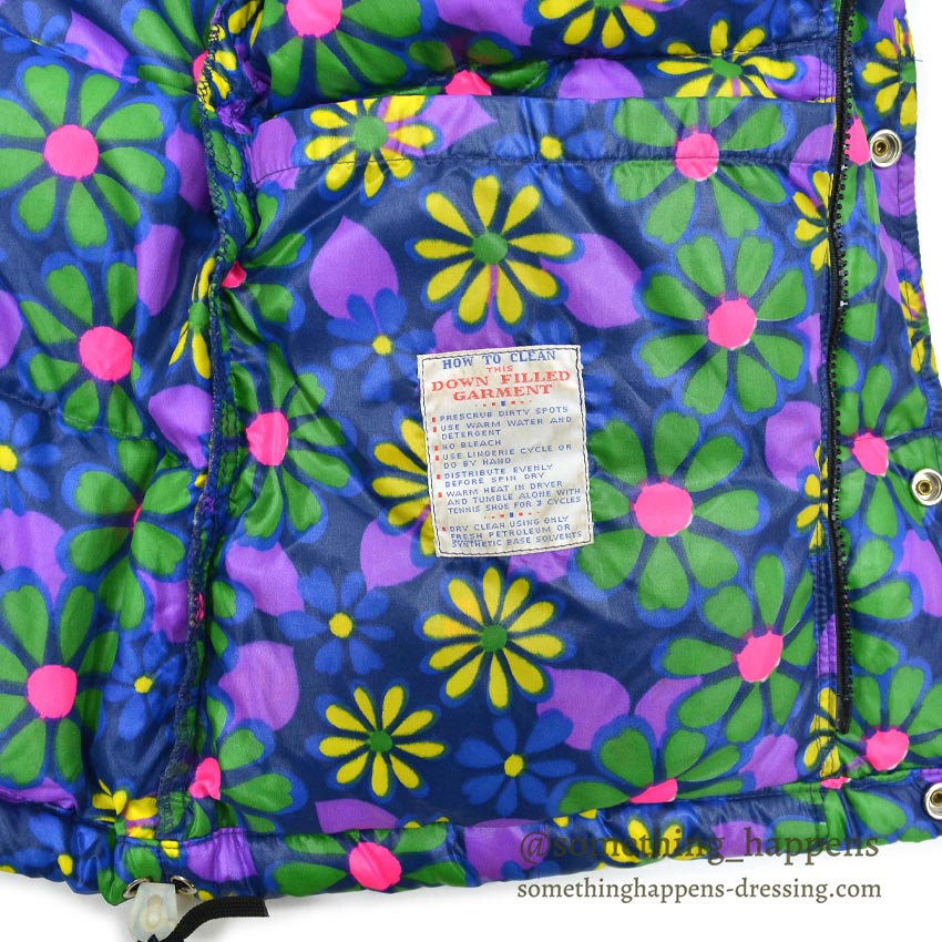 1970's GERRY HIPPIE FLOWER PATTERN ALL OVER PRINT DOWN JACKET...