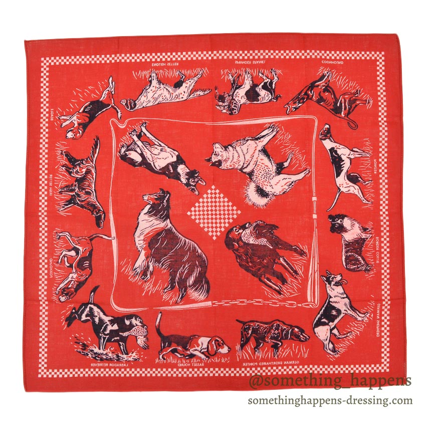 DEADSTOCK OLD HOUND DOG BANDANA CHECKERD FLAG...
