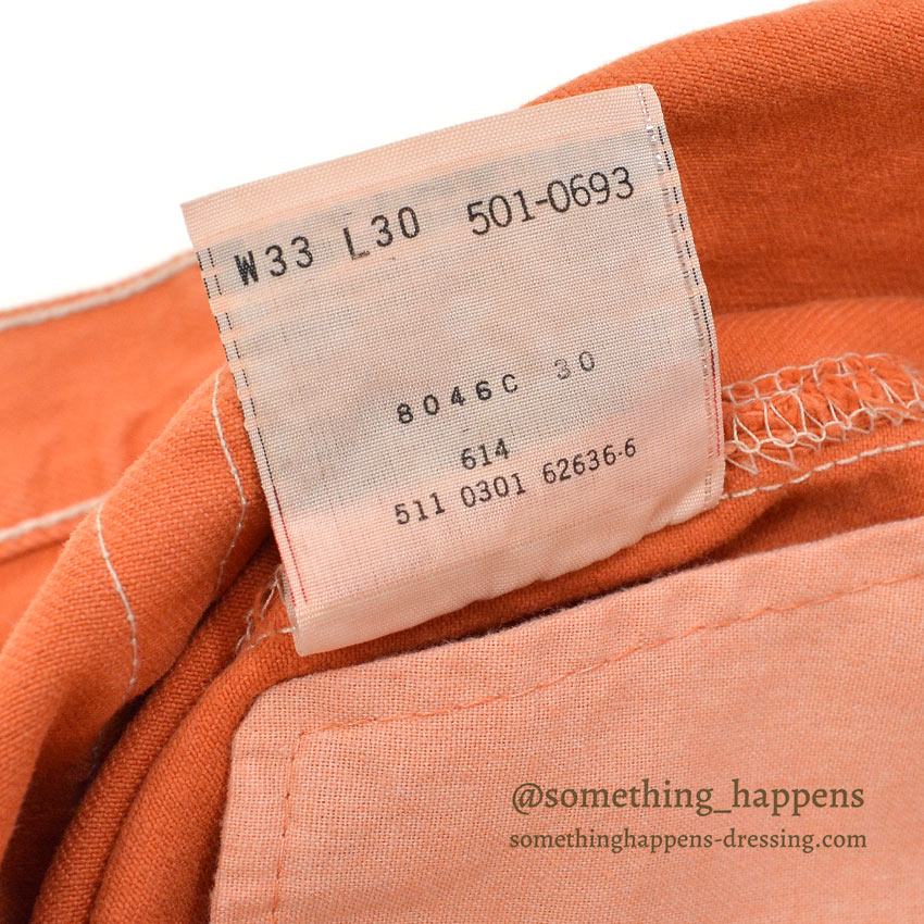 DEADSTOCK Levi's 501 ORANGE DENIM PANTS Made in USA... W33/L30