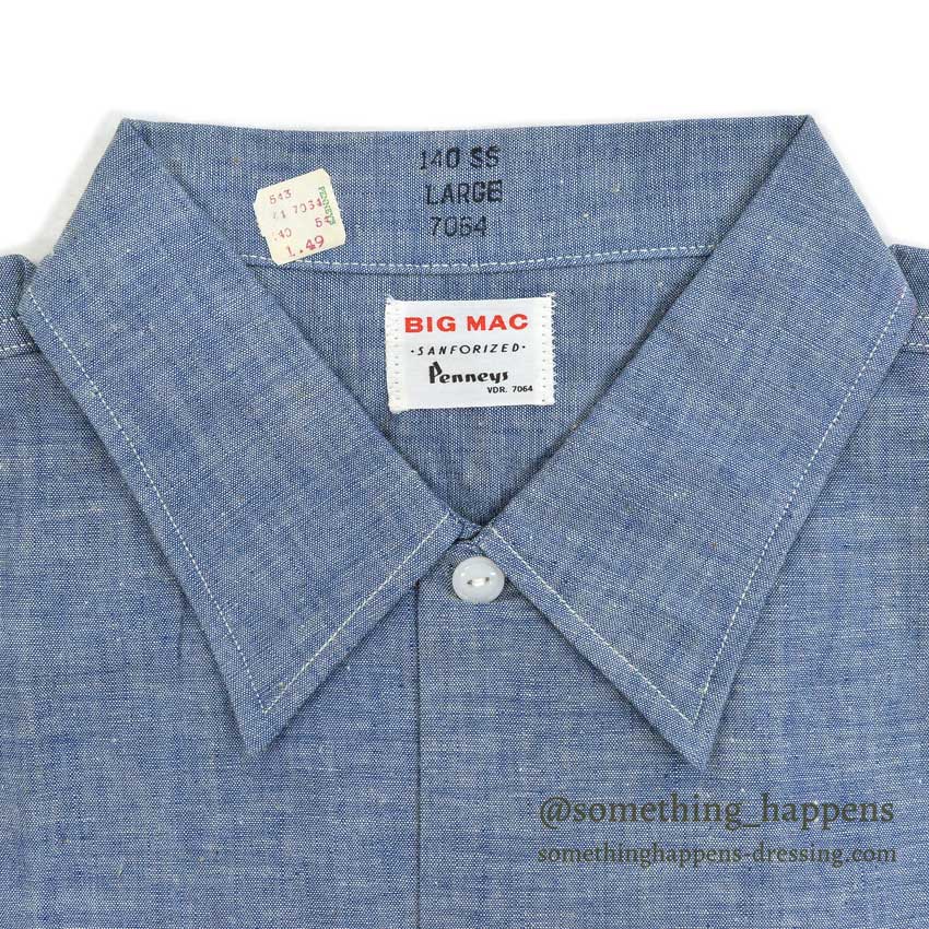 1960's DEADSTOCK BIGMAC PENNEYS CHAMBRAY S/S SHIRTS ... L