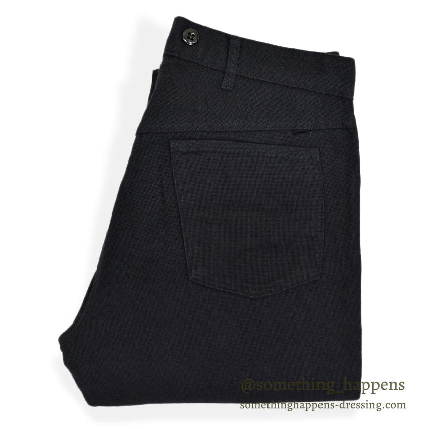 1970s UNKNOWN Piqué Black Tapered Pants... W31/L29