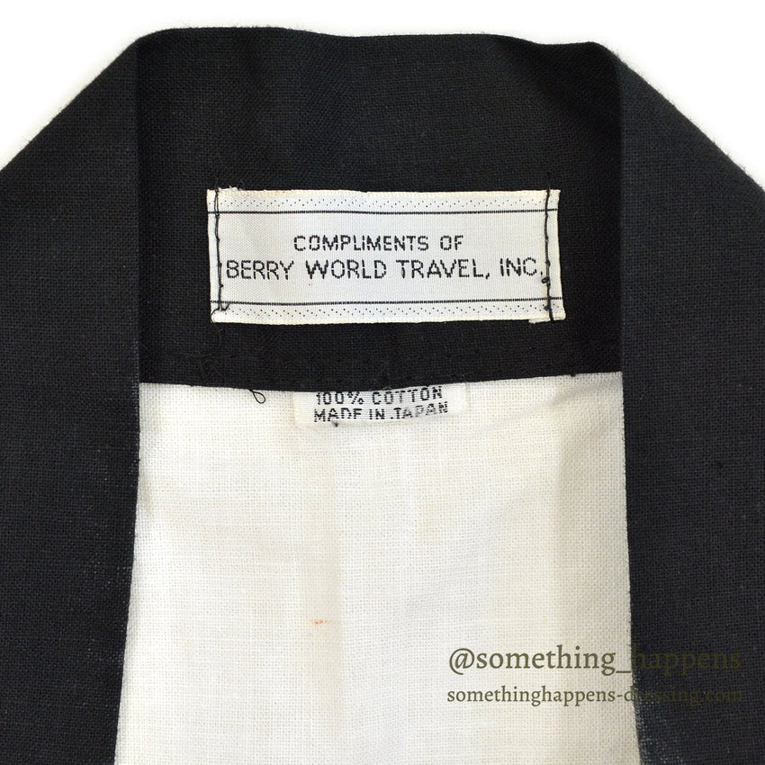 1960s BERRY WORLD TRAVEL, INC. PRIVATE JET GIFT Hanten (traditional Japanese jacket) ... WHITE
