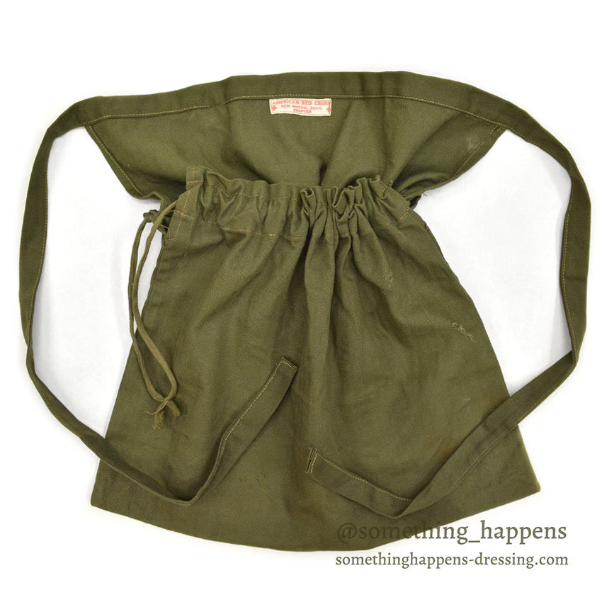 1940's AMERICAN RED CROSS WW2 HBT APRON DITTY BAG...