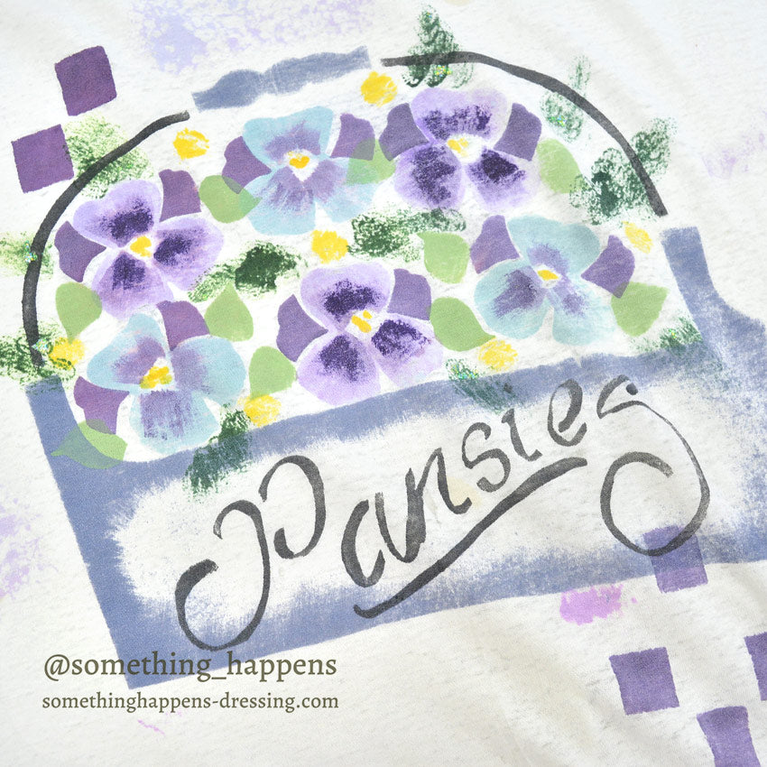 1990's HANES PANSIES FLOWER ART PRINT T-SHIRT ... XXL