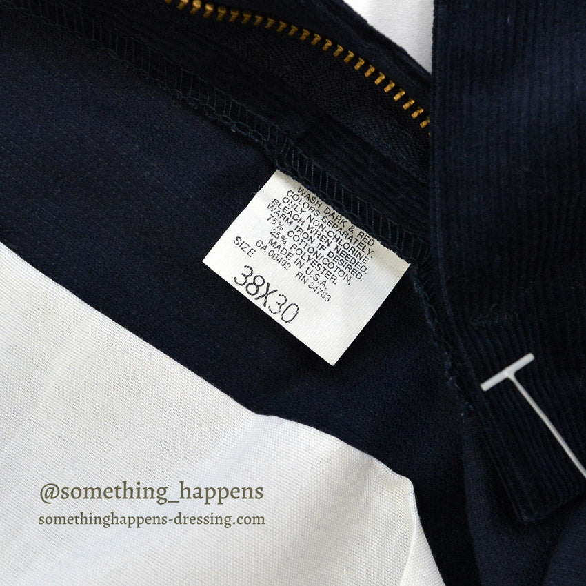 1980's DEADSTOCK Lee 200 CORDUROY PANTS DARK NAVY... W38/L30