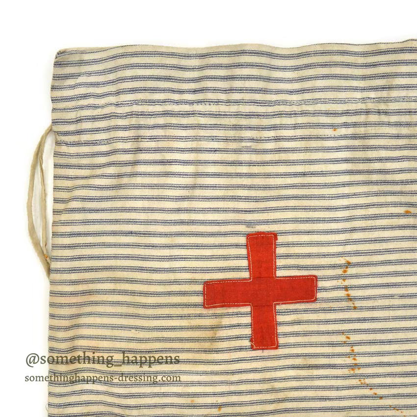 1910's~ WW1 ERA AMERICAN RED CROSS STRIPE DITTY BAG...