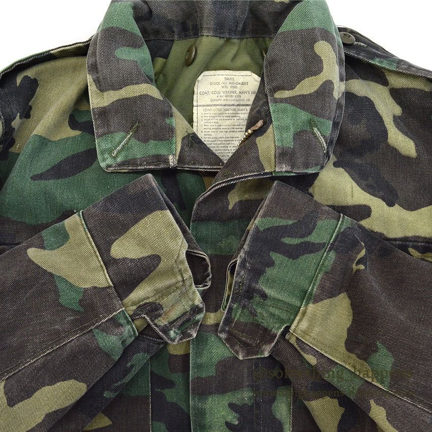 1980's M-65 WOODLAND TWILL CAMO JACKET... SMALL