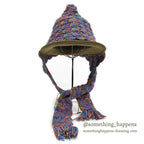 HOME MADE MIX COLOR HAND KNIT HOODED MUFFLER  ...