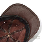 1980's~ BICK DARK BROWN LEATHER CAP SHORT BRIM...