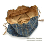 ~1920's INDIGO CALICO FABRIC BAG...