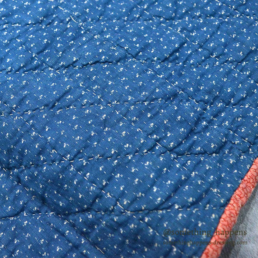 ANTIQUE WILD GOOSE CHASE RED/INDIGO PATCHWORK QUILT... 171cm/171cm