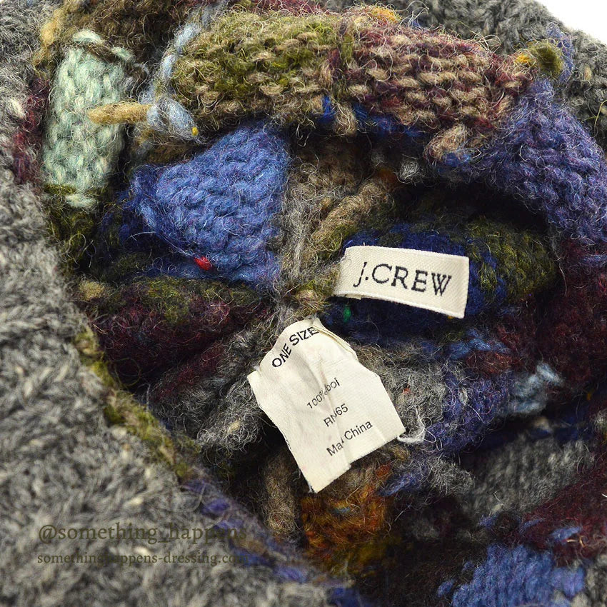 1990's~ J.CREW PATCHWORK WOOL KNIT CAP...
