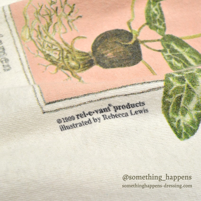 1990's REL-E-VANT PRODUCTS BOTANICAL ART PRINT T-SHIRT ... L
