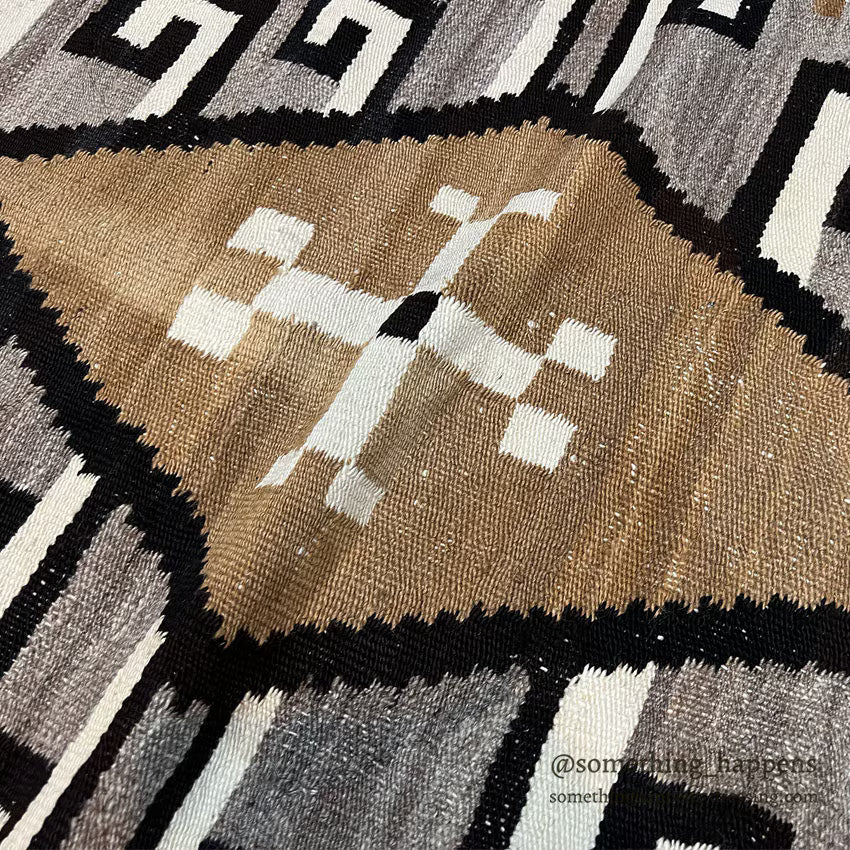 c.1920's NAVAJO RUG CRYSTAL WHIRLING LOGS SWASTIKA RARE COLOR ... 207cm/128cm