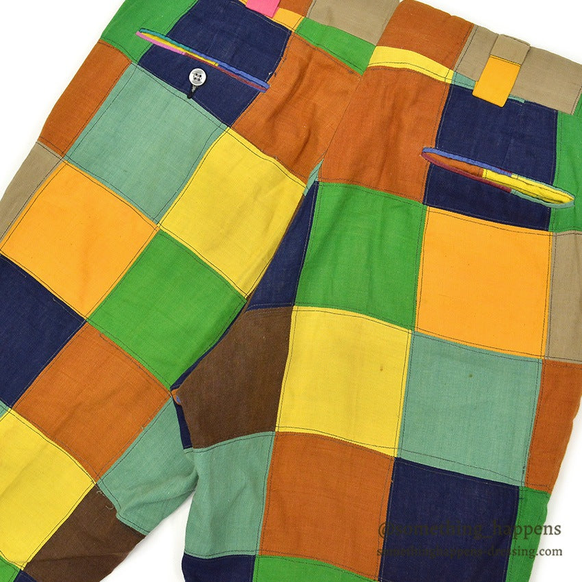 1970's DARIEN SPORT SHOP INDIA MADRAS CRAZY PATCHWORK PANTS... W34/L29