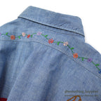 1950's SUPER PIONEER EMBROIDERY ALL COTTON CHAMBRAY SHIRT ... 16