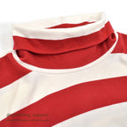 1990's LAND'S END COTTON TURTLE NECK L/S SHIRT RED/WHITE STRIPE ... XL