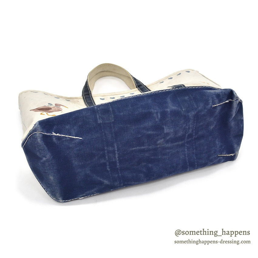 1980's LLBEAN ART PAINT BOAT AND TOTE NAVY... LARGE