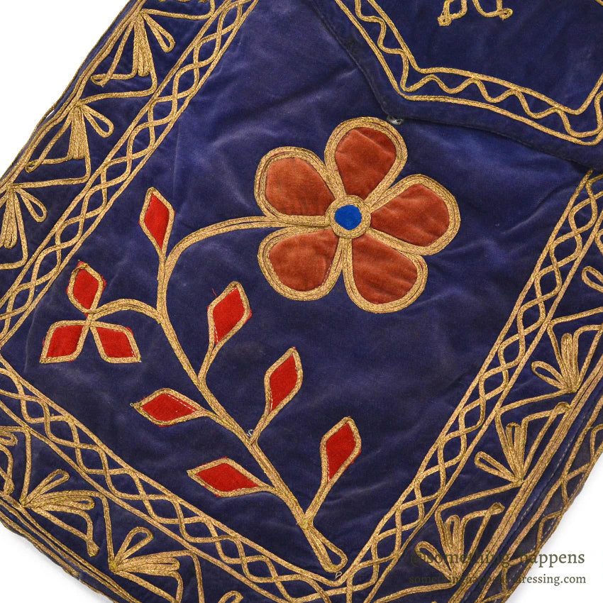 1950's~ KHYBER HAND MADE EMBROIDERED BLUE VELVET SHOULDER BAG...