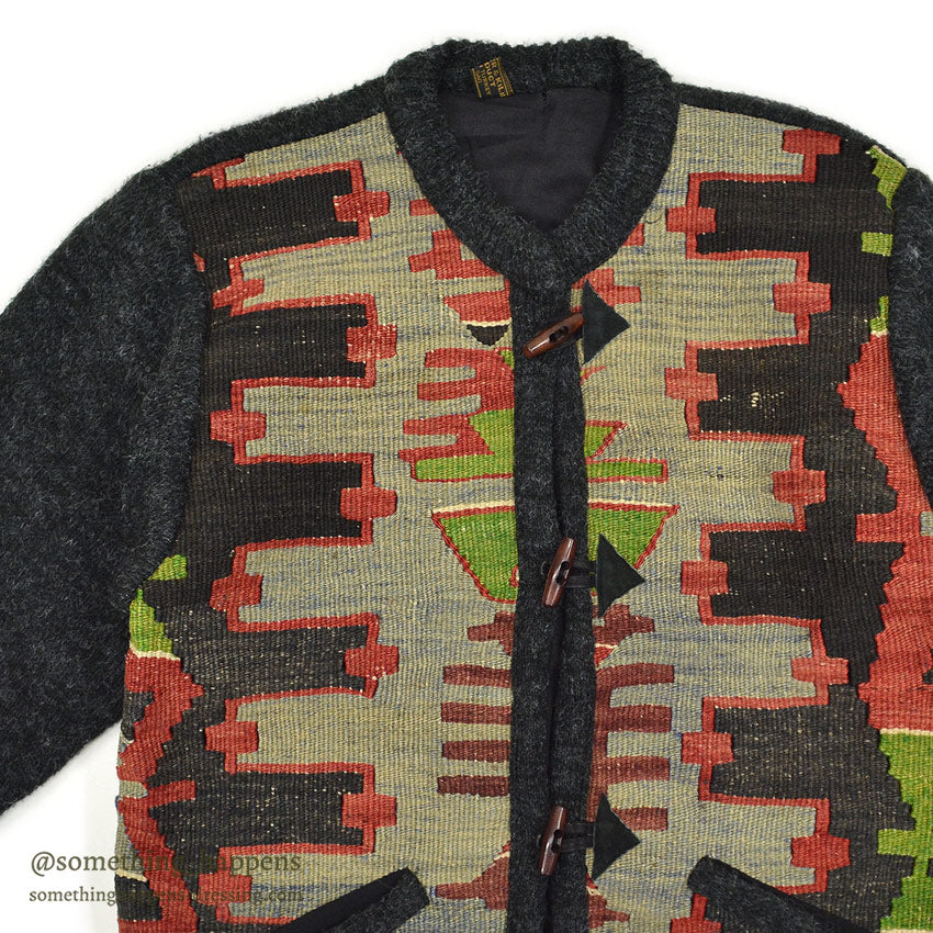 1990's~ LEATHER & KILIM PRODUCT BY SAO WOOL CARDIGAN...