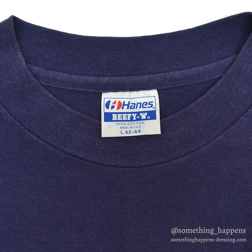 1980s Hanes LL Bean Cursive Logo T-Shirt Faded Navy ... L