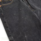 Levi's 501 BLACK DENIM PANTS Made in USA ORANGE STITCH... W34/L32