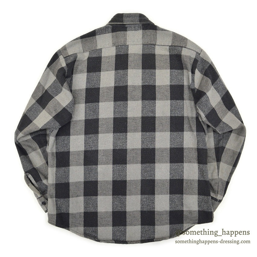 1970's~ FIVE BROTHER BLACK/GRAY PLAID FLANNEL SHIRT ... L
