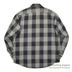 1970's~ FIVE BROTHER BLACK/GRAY PLAID FLANNEL SHIRT ... L