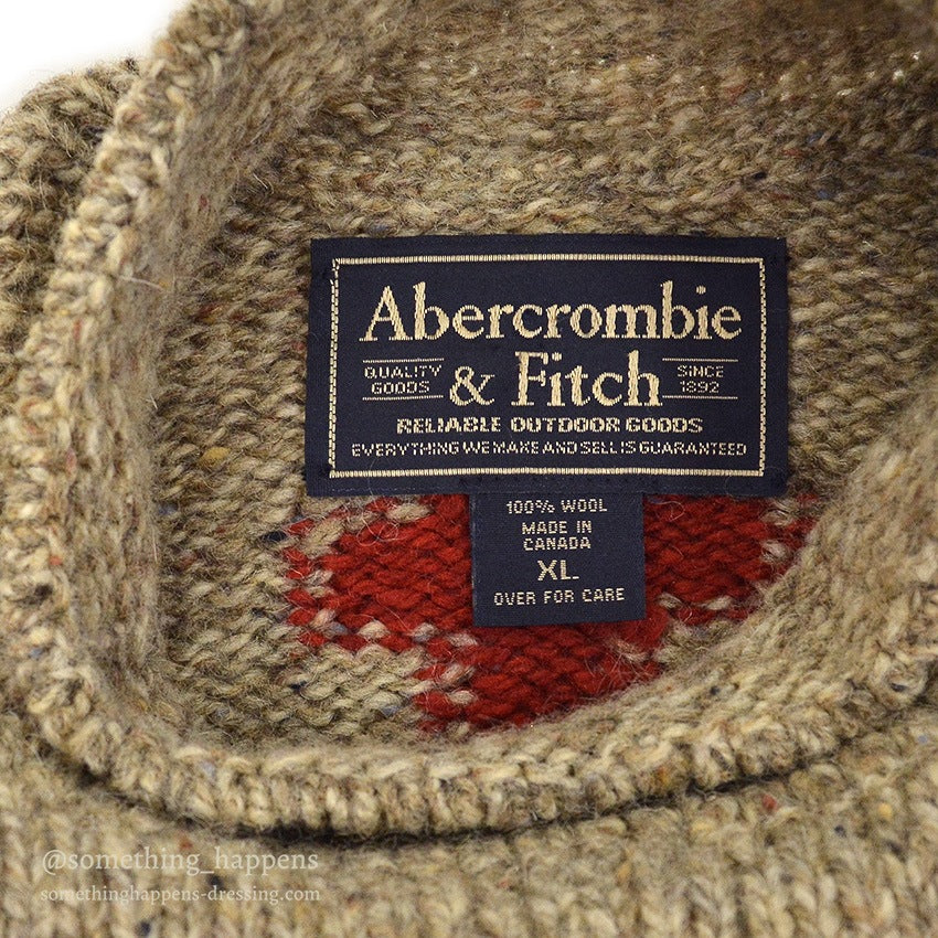 ABERCROMBIE & FITCH RED CROSS WOOL SWEATER LIGHT BROWN ... XL