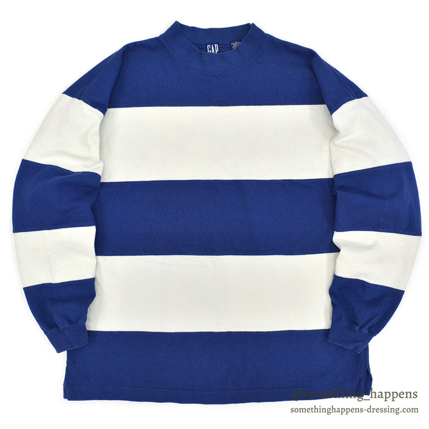 ~1990's GAP WIDE BLUE/WHITE STRIPE COTTON L/S TEE ... L
