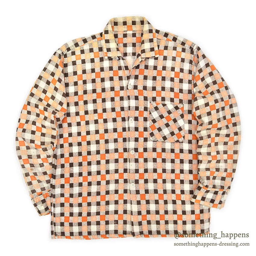 1950's~ CHECKERED ALL COTTON PRINT FLANNEL SHIRT ...