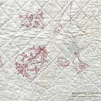 REDWORK HAND EMBROIDERY BABY QUILT... 120cm/107cm