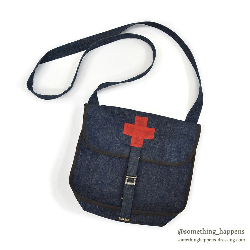 ~1940's AMERICAN RED CROSS DENIM SHOULDER DITTY BAG...