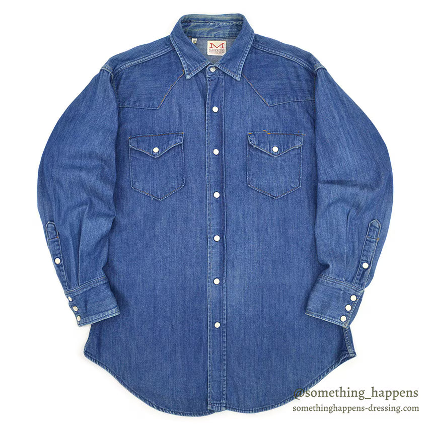 1960's~ MAVERICK DENIM WESTERN SHIRT... 15 1/2